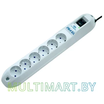 Сетевой фильтр ZIS Pilot GL 6 розеток, 1.8 м, белый